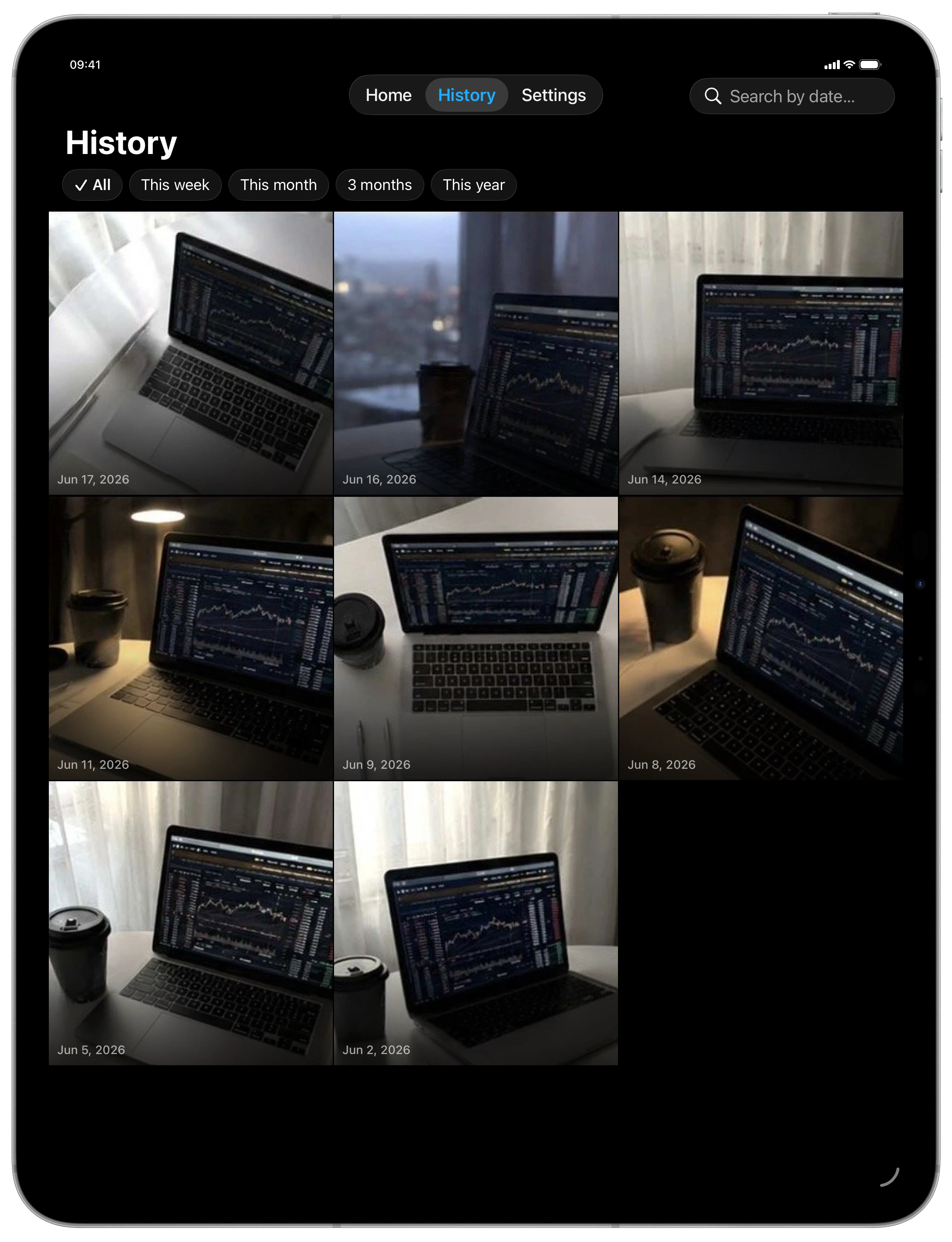 Every AI chart analysis kept in sync on iPad through iCloud