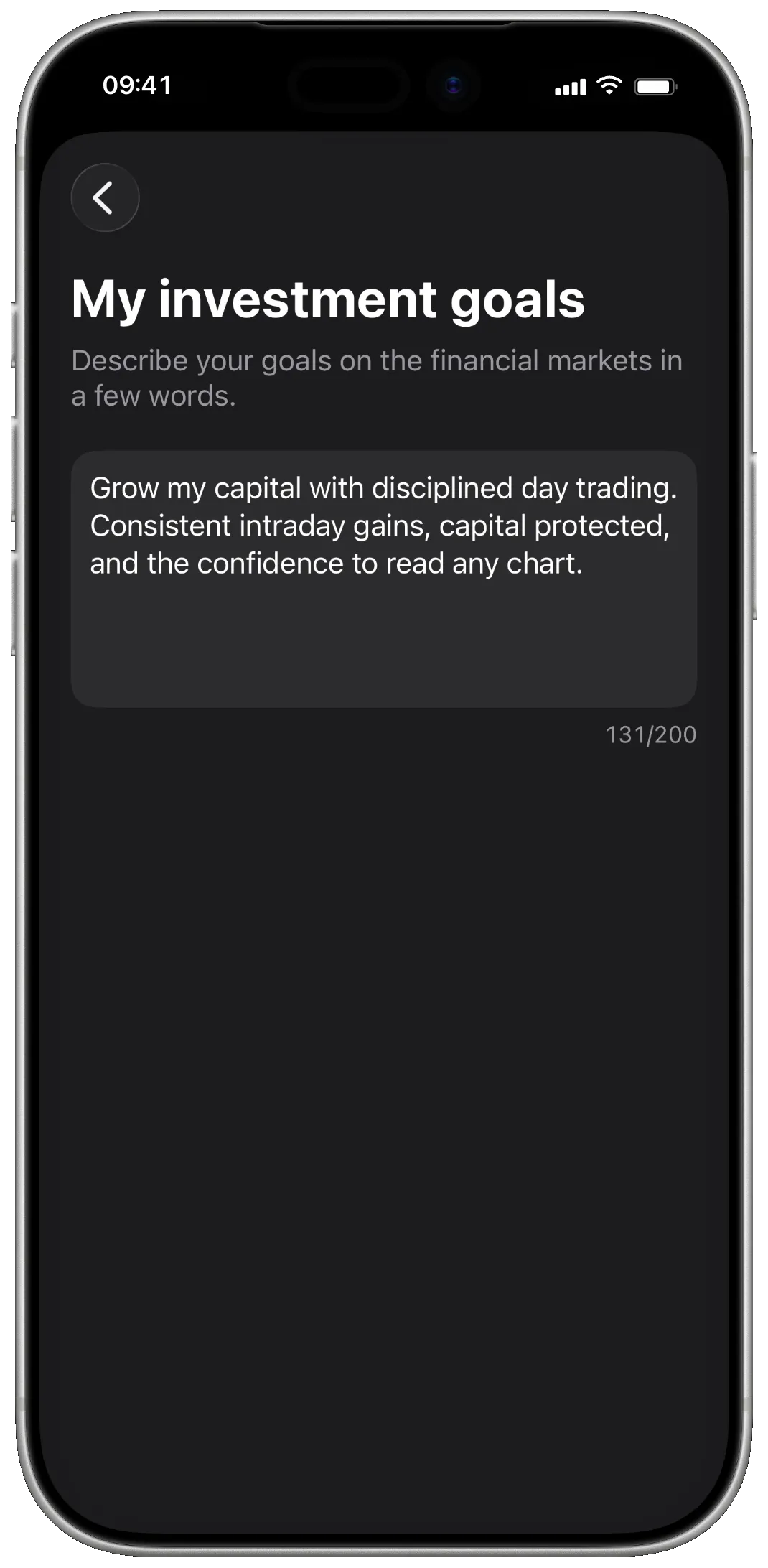 Trading AI investment goals on iPhone